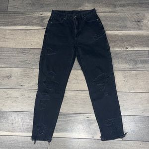 black ripped mom jeans